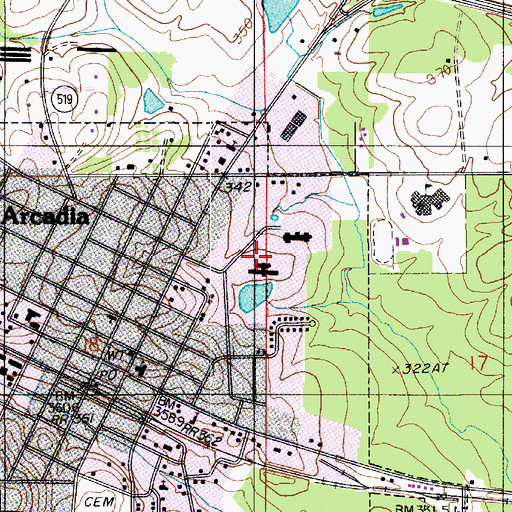 Topographic Map of Bienville Medical Center, LA