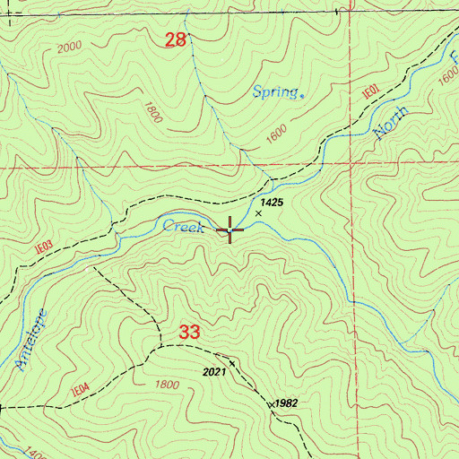 Topographic Map of South Fork Antelope Creek, CA