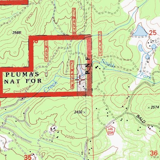 Topographic Map of South Fork Berry Creek, CA