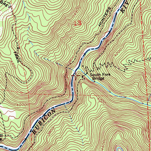Topographic Map of South Fork Bridge, CA