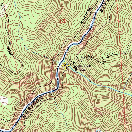 Topographic Map of South Fork Bridge, CA