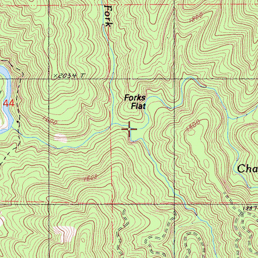 Topographic Map of South Fork Chatterdown Creek, CA