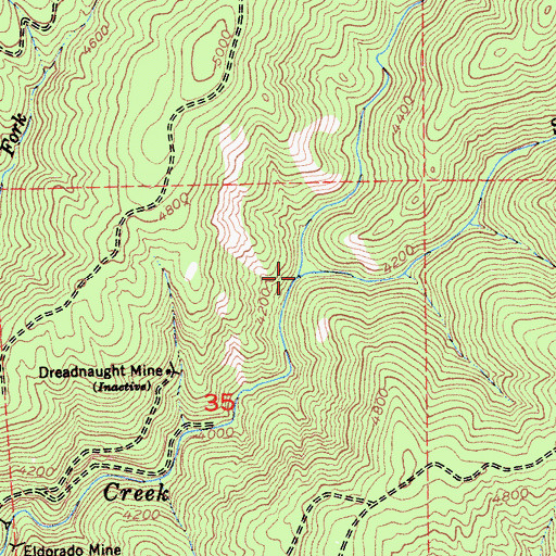 Topographic Map of South Fork Kanaka Creek, CA
