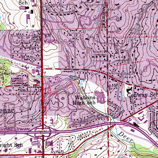 Topographic Map of Pebble Creek, MO