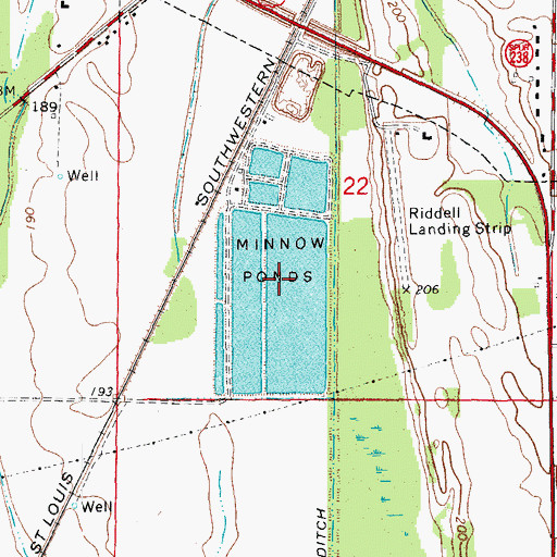Topographic Map of Dunn's Fish Farm, AR