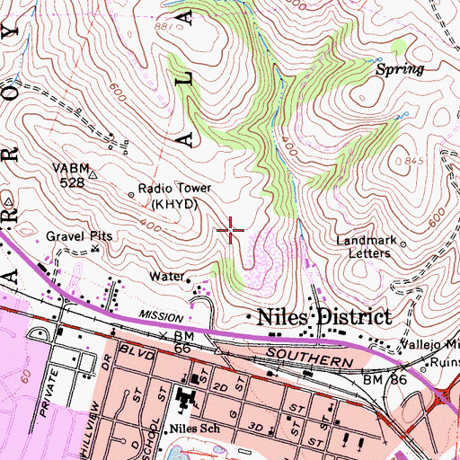 Topographic Map of Bellini Quarry, CA