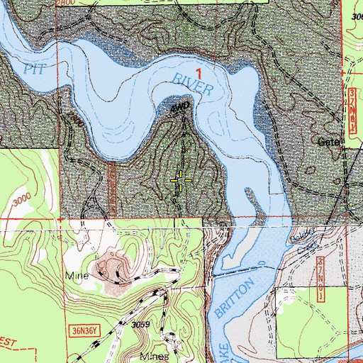 Topographic Map of Burney Pit, CA