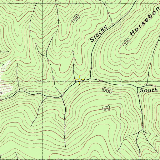 Topographic Map of South Fork Stacey Creek, CA