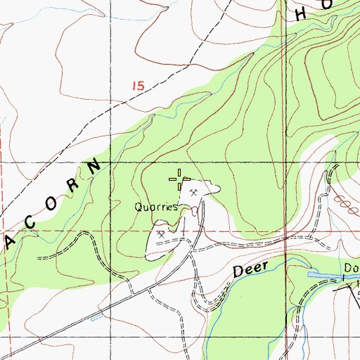 Topographic Map of Carmichael Rock Quarry, CA