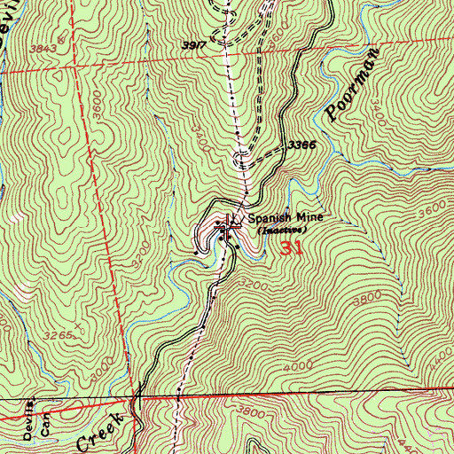 Topographic Map of Spanish Mine, CA
