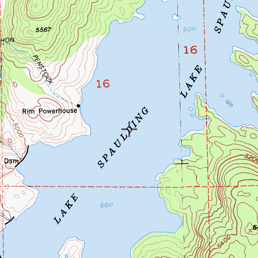 Topographic Map of Lake Spaulding, CA