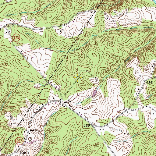 Topographic Map of Anderson Airport (historical), VA