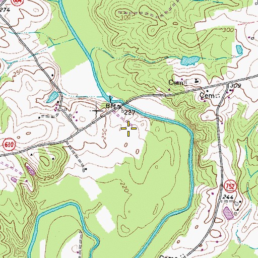 Topographic Map of Holly Springs Airport, VA