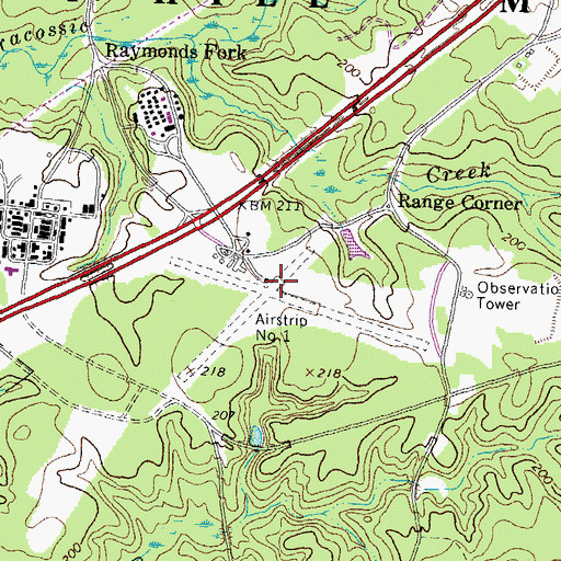 Topographic Map of A P Hill Army Airfield (Fort A P Hill), VA