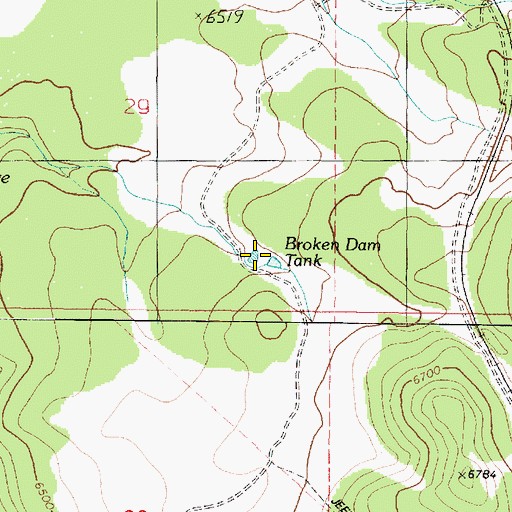 Topographic Map of Broken Dam Tank, AZ