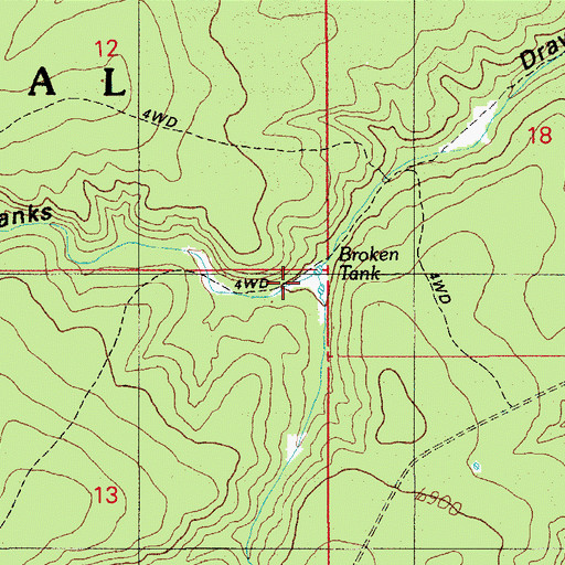 Topographic Map of Broken Tank, AZ