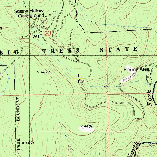 Topographic Map of Squaw Hollow, CA