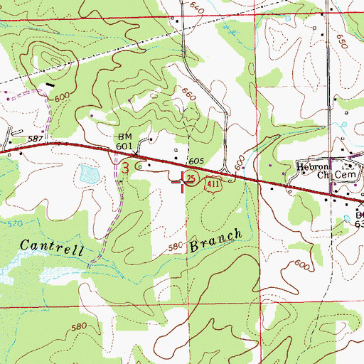 Topographic Map of Headquarters Airport, AL