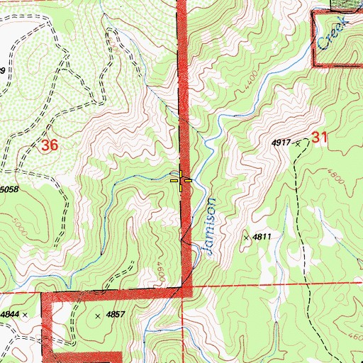 Topographic Map of Squirrel Creek, CA