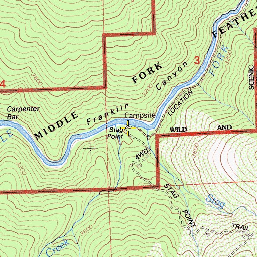 Topographic Map of Stag Point, CA