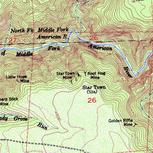 Topographic Map of Star Town, CA
