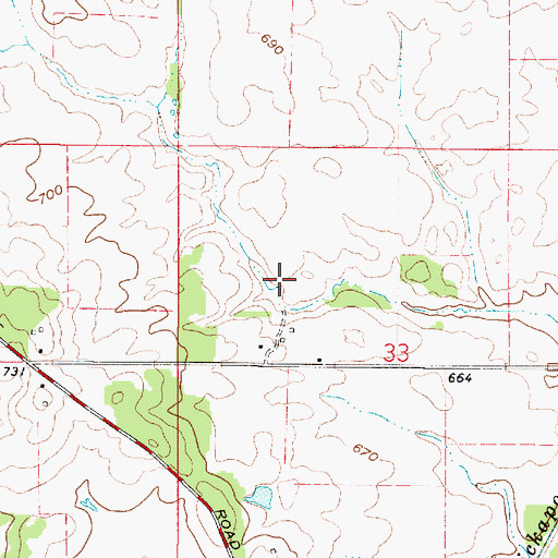 Topographic Map of Cottingham Airport, IN