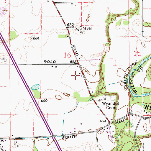 Topographic Map of Wyandotte Airport, IN