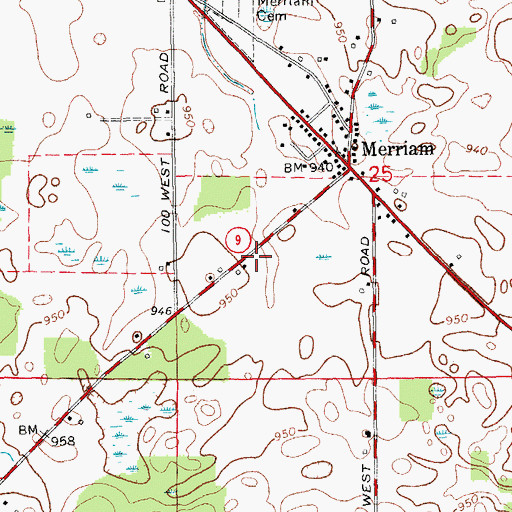 Topographic Map of Shaffer Airport, IN