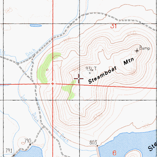 Topographic Map of Steamboat Mountain, CA