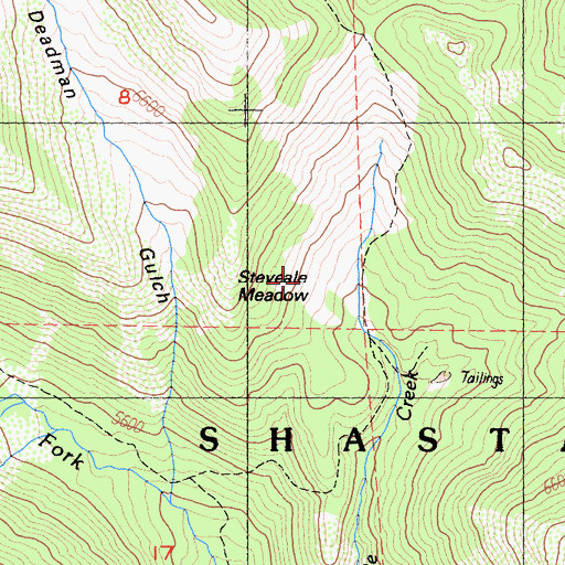 Topographic Map of Steveale Meadow, CA