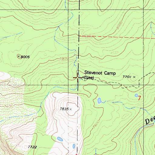 Topographic Map of Stevenot Camp, CA