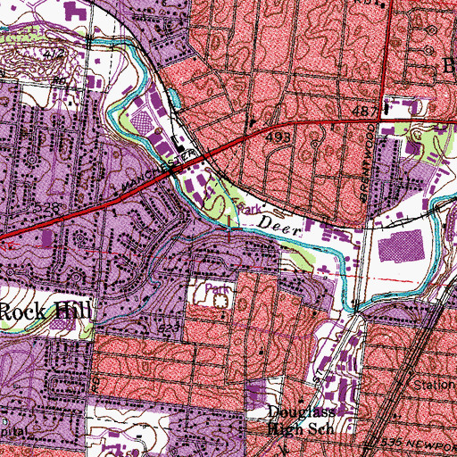 Topographic Map of Rock Hill Creek, MO