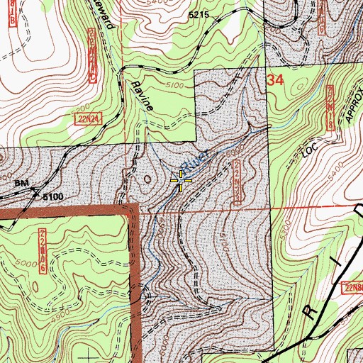 Topographic Map of Steward Ravine, CA