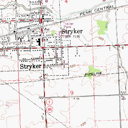 Topographic Map of Stryker United Methodist Church, OH