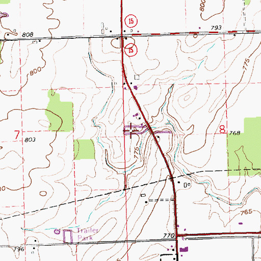 Topographic Map of Tree Meadows Mobile Home Park, OH