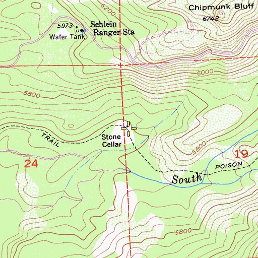 Topographic Map of Stone Cellar, CA
