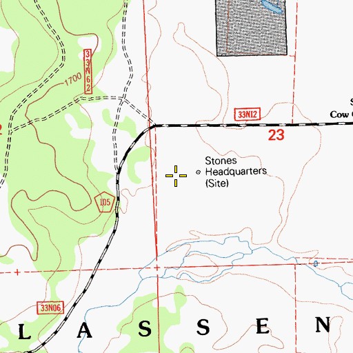 Topographic Map of Stones Headquarters, CA