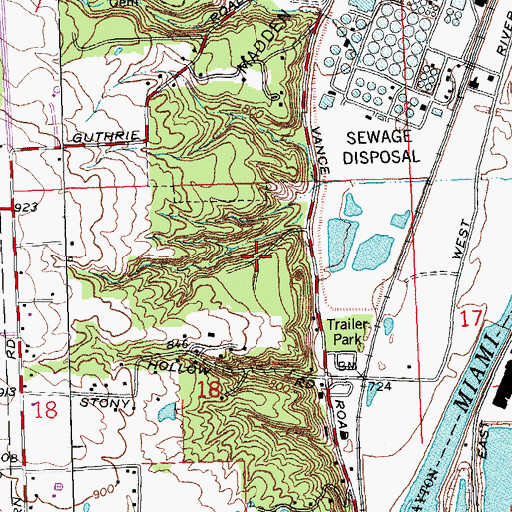 Topographic Map of Vance Landfill, OH