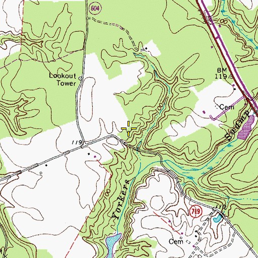 Topographic Map of Miller Greenhouses, VA