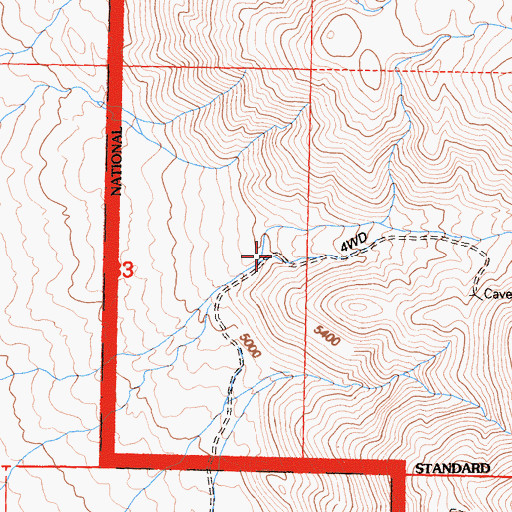 Topographic Map of Straight Canyon, CA