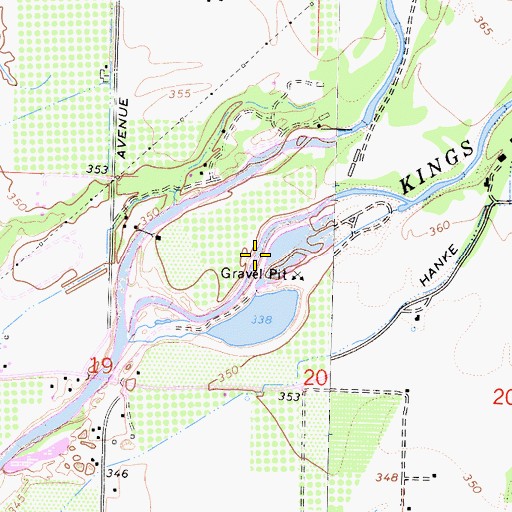 Topographic Map of Kings River Pit, CA