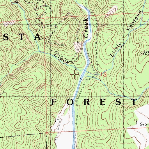 Topographic Map of Stump Creek, CA