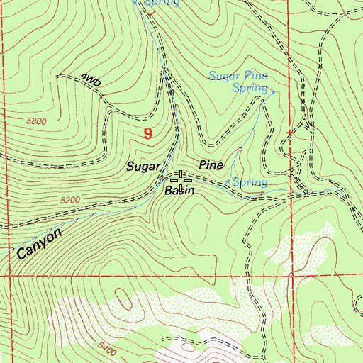 Topographic Map of Sugar Pine Basin, CA