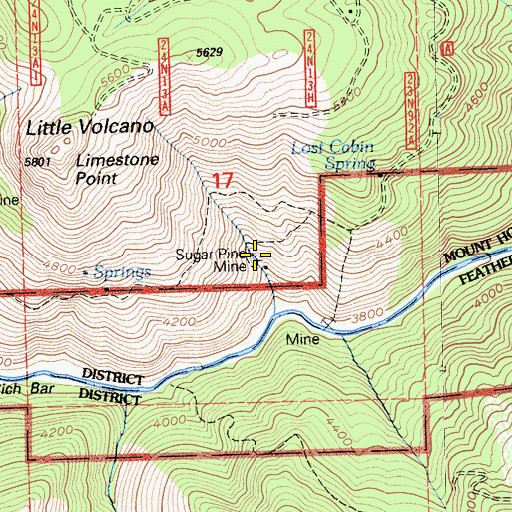 Topographic Map of Sugar Pine Mine, CA
