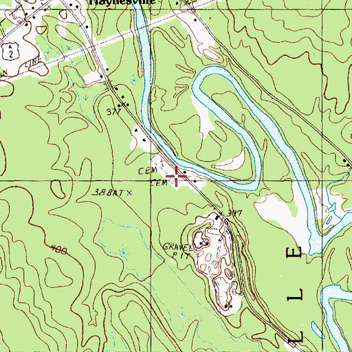 Topographic Map of Karnes Gellerson Cemetery, ME