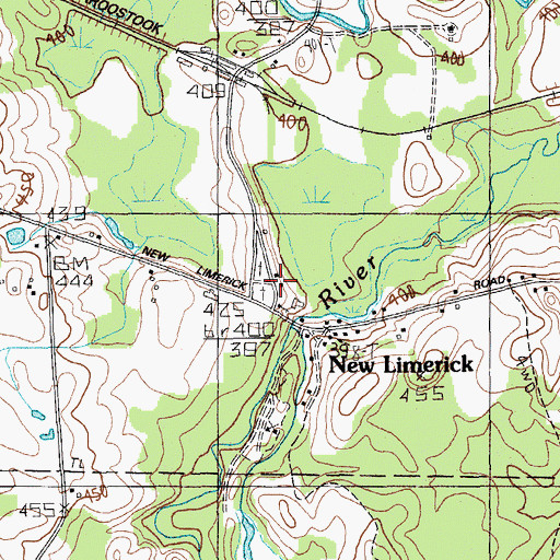 Topographic Map of New Limerick Cemetery, ME