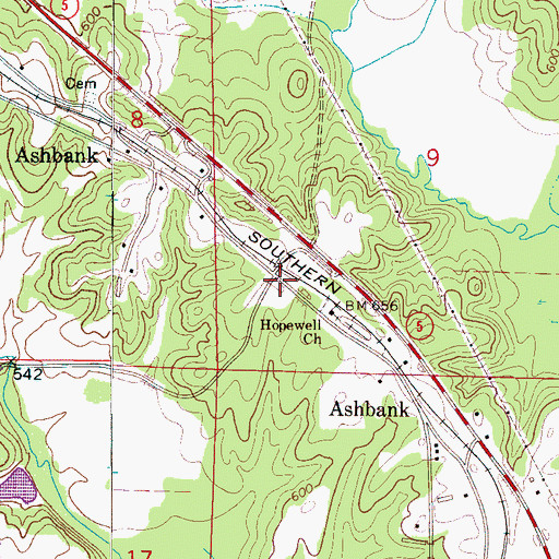 Topographic Map of Ashbank School (historical), AL