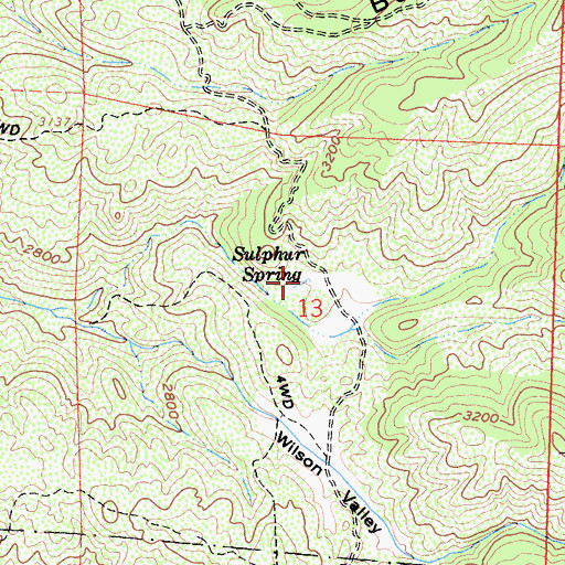 Topographic Map of Sulphur Spring, CA