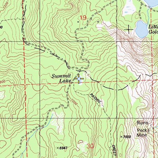 Topographic Map of Summit Lake, CA