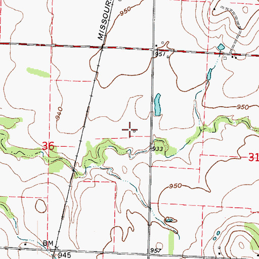 Topographic Map of Twin Oaks Airport, MO
